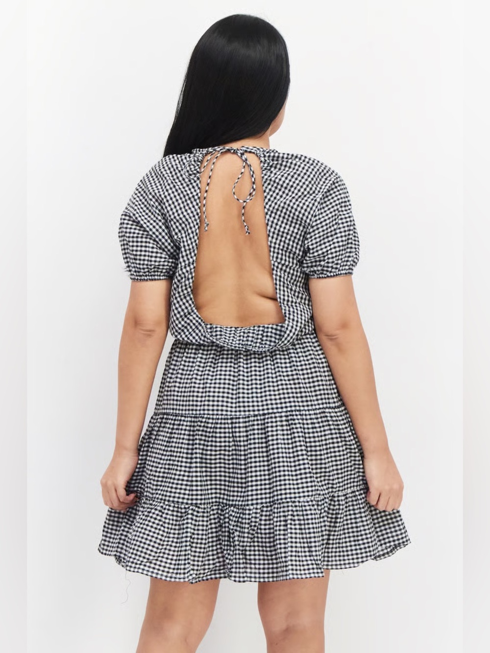 NA-KD Red & White Gingham Open Back Dress Size 36 - Picture 7 of 7